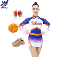Uniforme de cheerleading OEM ODM, robe brillante imprimée en feuille, haute élasticité, respirante, impression par sublimation à l'encre italienne, ne se décolore pas