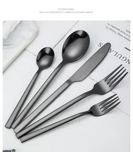 स्टेनलेस स्टील पार्टी काले वर्ग संभाल Flatware सेट के 5 Thickened चांदी के बर्तन Besteckset