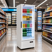 Réfrigérateur commercial à porte unique pour boissons, refroidissement par air, vitrine mécanique, étagères réglables, verrouillage de la porte, sans givre