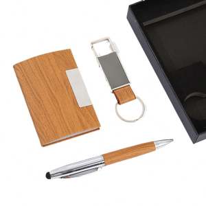 Coffret cadeau exécutif: porte-cartes de visite et stylo en bois-Cadeaux d'entreprise de qualité supérieure - Product Image 4
