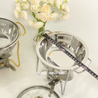 Plat de service en acier inoxydable avec couvercle en verre 0,6L~1L – Réchaud de buffet pour hôtel, restaurant, maintien au chaud des aliments
