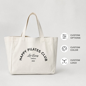 Tote <b>Bag</b> with Pocket Cotton Canvas Tote <b>Bag</b> with Custom Logo Print Reusable for Yoga Pilates Gym Daily Use Shopping <b>Bag</b> - Product Image 3