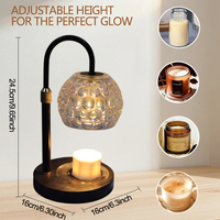 Lampe chauffe-bougie électrique à hauteur réglable avec couvercle en verre texturé à bulles, lampe à cire aromatique, lampe chauffante décorative pour bougies parfumées