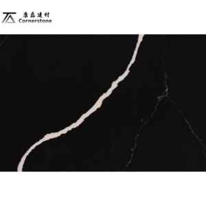 Cornerstone Chất lượng cao tối đen dựa trên màu tĩnh mạch calacatta Đen <span class=keywords><strong>Quartz</strong></span> slab đá cẩm thạch nhìn Đen MARQUINA thạch anh đá tấm - Product Image 2