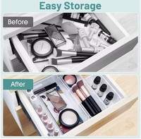 Ensemble de 25 organiseurs de tiroirs en plastique transparent, 4 tailles, polyvalents pour salle de bain et coiffeuse, pour maquillage, chambre à coucher