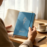 Cuaderno de Tapa Dura de Cuero PU Multicolor Personalizado OEM, Patrón de Flores con Lámina Dorada, con Logotipo Personalizado Aceptable, Fabricante de Cuadernos