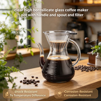 Accessoires pour boissons : Cafetière à filtre en verre borosilicate transparent classique, sans BPA, faite à la main, avec poignée et filtre