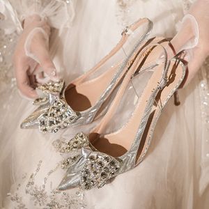 6CM/8CM/10CM New Model Zapatos De Mujer Slingback Rhinestone <b>Closed</b> <b>Toe</b> Stiletto <b>Heels</b> for Women Ladies Pumps - Product Image 1