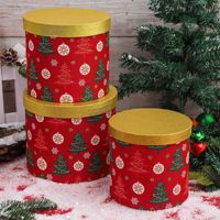 Evergreenwrap 3pcs Set Kotak Hadiah Natal Bulat Set Ember Bunga Kemasan Bunga Silindris Kotak Hadiah Bunga Kosong