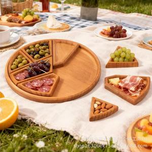 Wooden Round Detachable <b>Snack</b> <b>Tray</b> Multi Compartment Serving Platter For Living Room Food Display - Product Image 2