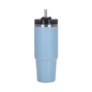 30oz Multi-scene Vacuum Insulated Stainless Steel <b>Tumbler</b> Car Ice <b>Cup</b> Handle <b>Straw</b> Sports Fitness Drinkware - Product Image 4