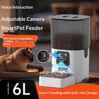Distributeur automatique de nourriture pour chats et chiens avec contrôle par application, caméra, capacité de 6 L, alimentation intelligente programmable et quantitative, surveillance vidéo