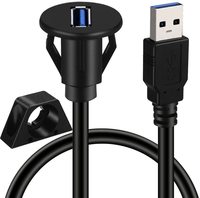 Câble d'extension USB 3.0 mâle vers femelle à montage encastré pour tableau de bord de voiture, camion, bateau, moto