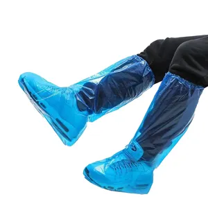 Couvre-chaussure de sécurité jetable en plastique bleu Long imperméable