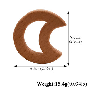 Populaire Dentition Bébé Lune En Bois de Hêtre De Qualité Alimentaire Dentition Jouet - Product Image 6