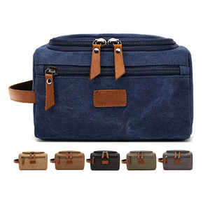 Guangzhou Factory Personalized Engraving Name Luxury Vintage Zipper Closure <strong>Mens</strong> Cosmetic for Dopp Kit Shaving <strong>Bag</strong> - Product Image 1