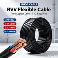 Câble de commande flexible JINDA RVV 3*1,5 mm² 3 conducteurs en cuivre toronné gainé PVC 300/500V pour câblage intérieur CE/CCC