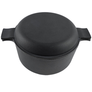 <span class=keywords><strong>Cocotte</strong></span> <span class=keywords><strong>en</strong></span> <span class=keywords><strong>fonte</strong></span> ronde 2-<span class=keywords><strong>en</strong></span>-1 avec couvercle-poêle - Ustensile de cuisson polyvalent - Product Image 2