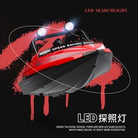 Bateau télécommandé de course 2.4G avec hélice intégrée et lumière LED, haute simulation, modèle de bateau de course télécommandé compétitif