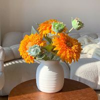 Bunga Matahari Teddy Sutra Buatan Tangan, Bunga Artifisial Seribu Lapis Warna Morandi, Dekorasi Rumah, Styling Fotografi, Hari Valentine