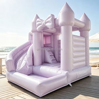 Château gonflable commercial violet pour mariage, avec toboggan, pour location événementielle et utilisation en extérieur