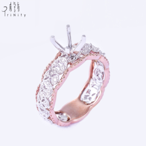 Bague semi-montée en or massif 18 carats avec diamant naturel véritable, personnalisée, sans pierre principale, pour femmes - Product Image 5