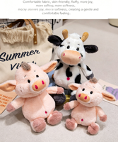 Jouets en peluche animaux de la ferme mignons : cochon rose et vache noire et blanche, doux et moelleux, cadeau pour enfants et filles