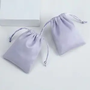 Wholesale Custom Logo Purple Velvet Pouch Gift Drawstring Bag Packaging Velvet Drawstring Jewelry Pouch