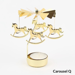 Gold Rotating Carousel Candle Holder Metal Thermal Revolving Windmill Candlestick Creative Wedding Gift Table Decor Ornament - Product Image 6