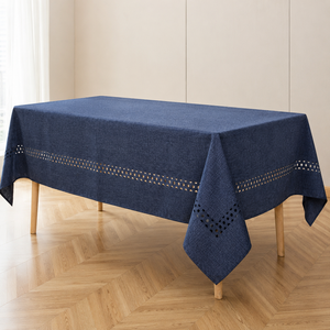 Event <b>Tablecloth</b> 200 GSM Polyester Faux Linen Laser Cut <b>Rectangle</b> Table Cover for Hotel Conference Project Supply - Product Image 1