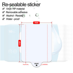 Natte Doekjes Hersluitbare Sticker Verpakking Open Wit Transparant Vinyl Pp Verwijderbare Kleeflaag Scheur Reseal Label Leveranciers - Product Image 3