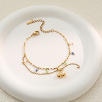 Koleksi Pantai Trendy Gelang Pesona Hewan Laut Bintang Laut Berhias Manik-manik Turquoise Anti Air dari Baja Tahan Karat untuk Liburan di Laut