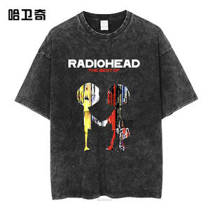 Rock Band <strong>Radiohead</strong> the Bends Vintage Letter Pattern 100% Cotton Washed Short Sleeve Loose Fit T-<strong>shirt</strong> Rock Band Merchandise - Product Image 3