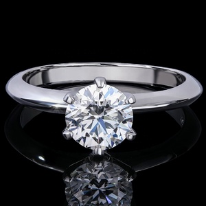 IGI Certified HPHT Lab Grown Diamond <strong>Ring</strong> 925 Sterling <strong>Silver</strong> 0.5-1ct <strong>Solitaire</strong> Engagement <strong>Ring</strong> Six-Prong Wedding Band for Women - Product Image 1