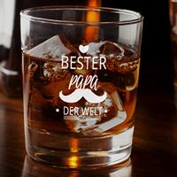 Vaso de Whisky Personalizado de 10.3oz con la Frase 'Bester Papa Der Welt', Regalo para el Día del Padre, Vaso Old-Fashioned para Papá