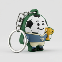 3D PVC Fußball-Schlüsselanhänger Weicher Gummi-Fußball-Schlüsselring Individuell Bedrucktes Silikon-Armband Schlüsselband Event-Sport-Schlüsselanhänger