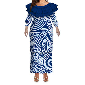 Хит продаж, двухслойное платье большого размера с оборкой и длинным рукавом, на заказ, платье из 2 предметов для Самоа, для островного мира - Product Image 1