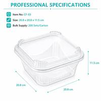 Boîte d'emballage en plastique transparente de grande capacité pour salades et sushis, en PET jetable, de qualité alimentaire, traitée par thermoformage