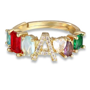 Bague ajustable QIKU en zircon avec initiale en forme de cœur (lettres A-Z) pour femme, bijou de mode tendance pour les voyages décontractés – Vente en gros, produits populaires sur TikTok - Product Image 1