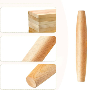 Rouleau à pâte en bois <span class=keywords><strong>pour</strong></span> pizza, cheesecake, pâtes, jiaozi, tortillas - Outil de cuisson écologique, passe au lave-vaisselle - Product Image 2