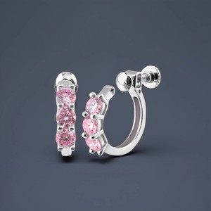 Clip-On <b>Earrings</b> Screw Type Three Stone Claw Setting Unisex Everyday Wear - Product Image 2
