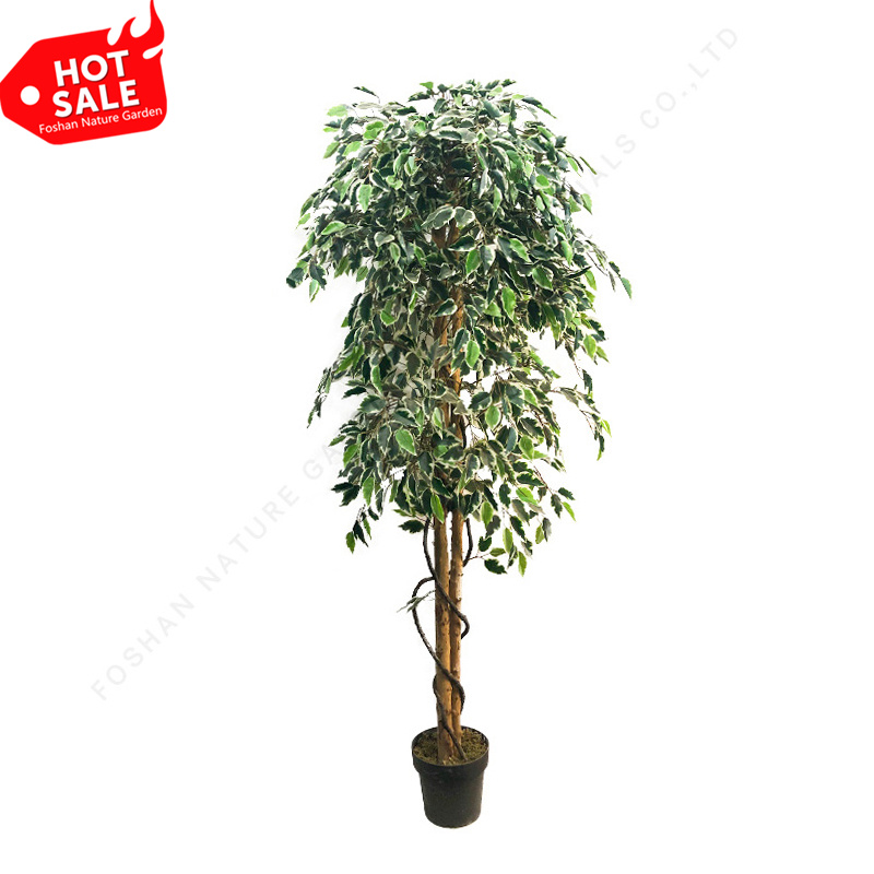 Decorative Indoor Silk Green Simulation Trees Fake Ficus Plant Artificial Banyan Tree