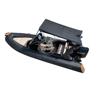 Bateau <span class=keywords><strong>semi</strong></span>-<span class=keywords><strong>rigide</strong></span> noir de 20 pieds (5,8 m), bateau pneumatique à fond en fibre de verre en forme de V profond avec moteur - Product Image 5