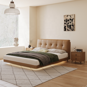 <span class=keywords><strong>Lit</strong></span> à <span class=keywords><strong>suspension</strong></span> moderne rembourré en similicuir avec cadre en chêne, taille King/Queen, confortable, écologique, durable, luxe pour chambre à coucher - Product Image 3