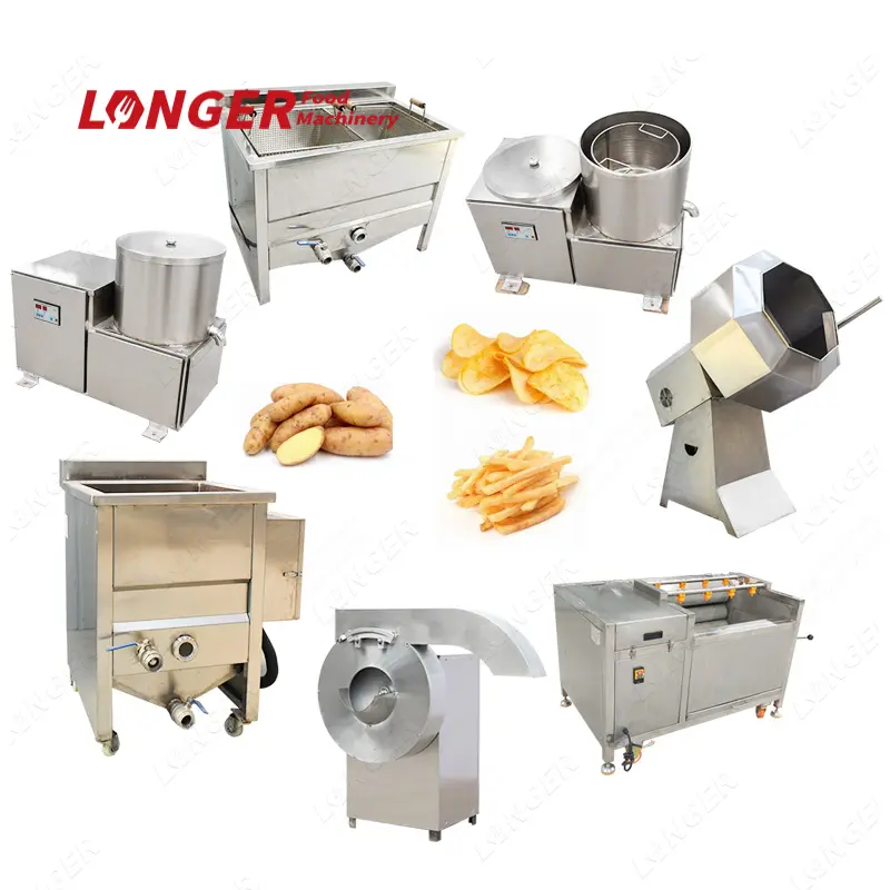 China Industrial Mini halbautomat ische gefrorene Kartoffel Pommes Frites Braten Produktions linie Kartoffel chips Herstellung Maschine