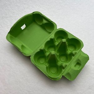 Boîte à œufs en pulpe de bois personnalisée, couleur personnalisée, 6 pièces, anti-collision, résistante à la pression, avec couvercle en bande, moulage en pulpe de bois, rectangulaire - Product Image 2