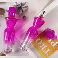 Flacons de parfum vides en verre de forme irrégulière uniques pour femmes, couleur rose, 50 ml