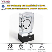 Support d'affichage pour casque audio étanche avec boîte en acrylique scellée et lignes de mesure