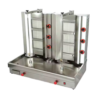 Machine à kebab au gaz en acier inoxydable à trois/quatre/cinq têtes, gril à shawarma automatique, écologique, pour restaurants et hôtels modernes