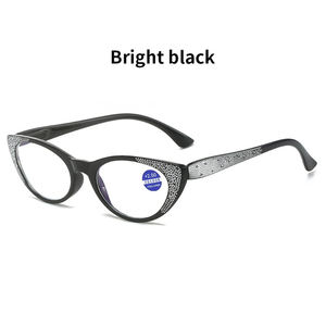 Lady Diopter + 1.0 + 4.0ブルーライトブロッキングシングルビジョンリーディングメガネダイヤモンドデコレーションファッション猫目アンチブルーライト - Product Image 2